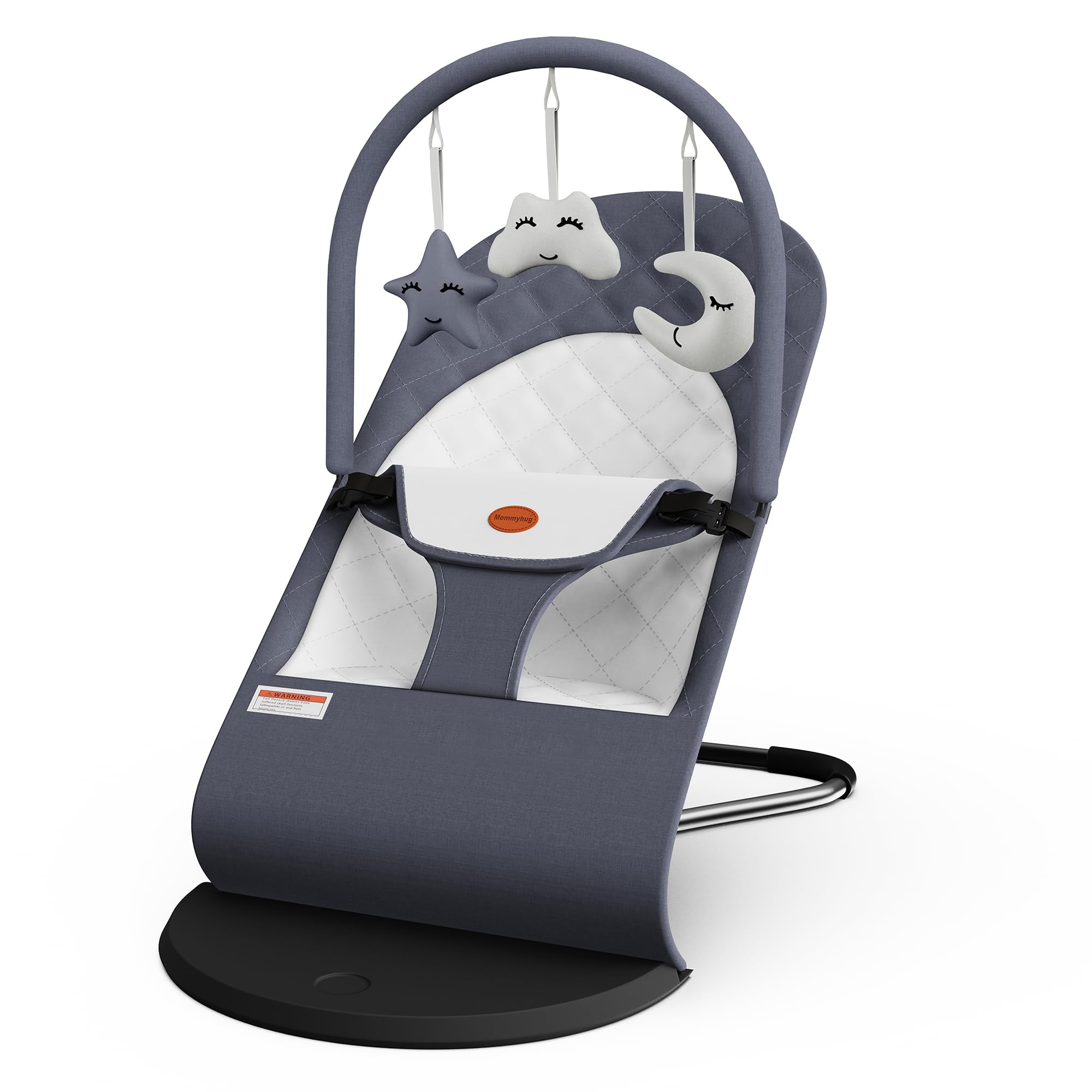 Baby Bouncer, Portable Baby Bouncer Seat for Babies 0-18 Months, 3 Modes of Use with Rocker & Stationary Options, Ergonomic Infant Chair with Hanging Toys Grey