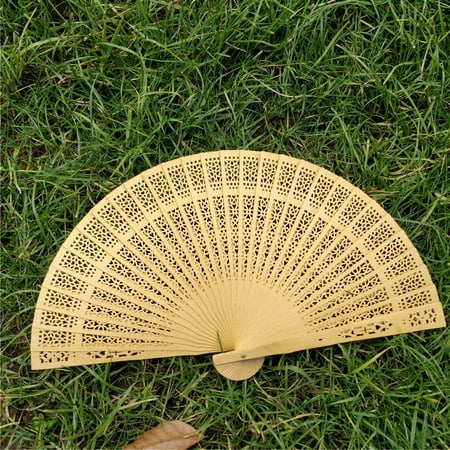 

mishuowoti wedding hand fragrant party carved bamboo folding fan chinese wooden