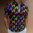 thumbnail image 2 of Balloon Dogs Galore! Men Zipper T-shirt Summer Casual Short Sleeve T-shirt Top, 2 of 7