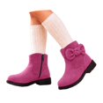 thumbnail image 3 of Xijirk Girls Suede Ankle Boots with Side Zipper and 3D Bow for Fall Outfits and Daily Wear,3-3.5 Years, 3 of 9