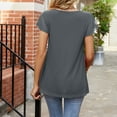 thumbnail image 5 of Summer Saving Wycnly Womens Tops Summer Short Sleeve Crewneck Solid Tee Shirts Lightweight Casual Flowy Pleated Hem Tunic Blouses Gray l Under $5, 5 of 7