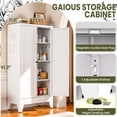 thumbnail image 4 of IKIMI 47"H Metal Storage Cabinet with 2 Doors and 3 Adjustable Shelves, Steel Pantry Storage Cabinet for Kitchen, Garage, Home Office, White, 4 of 10