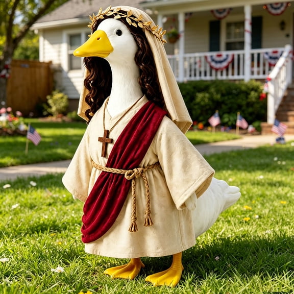 AuroraX Christian Porch Goose Clothes Set 23" Porch Goose Jesus Outfit 17-19 In with Cross All Season Front Porch Goose 23 inch Clothing Outdoor Decor