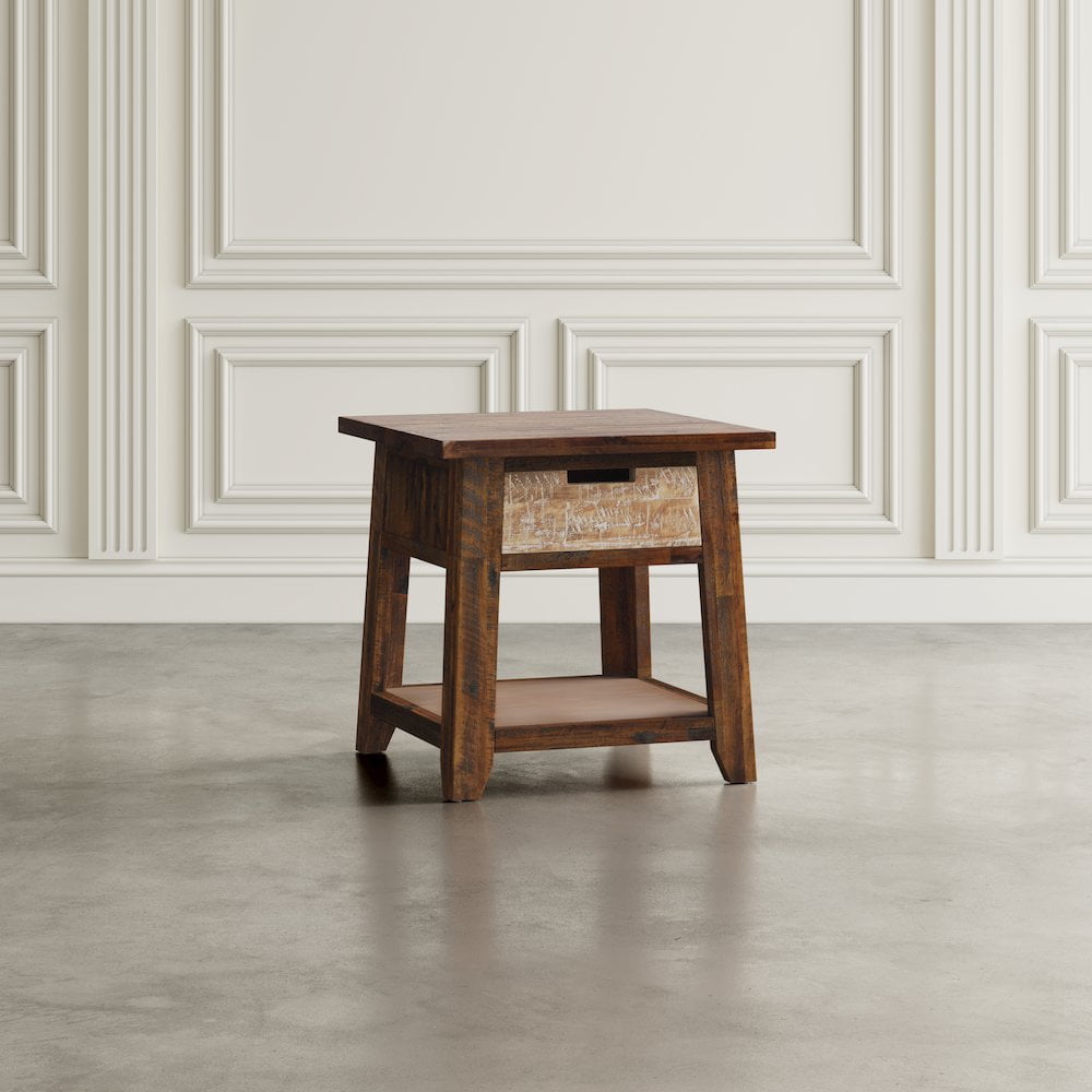 Jofran Painted Canyon Rustic Solid Acacia  End Table