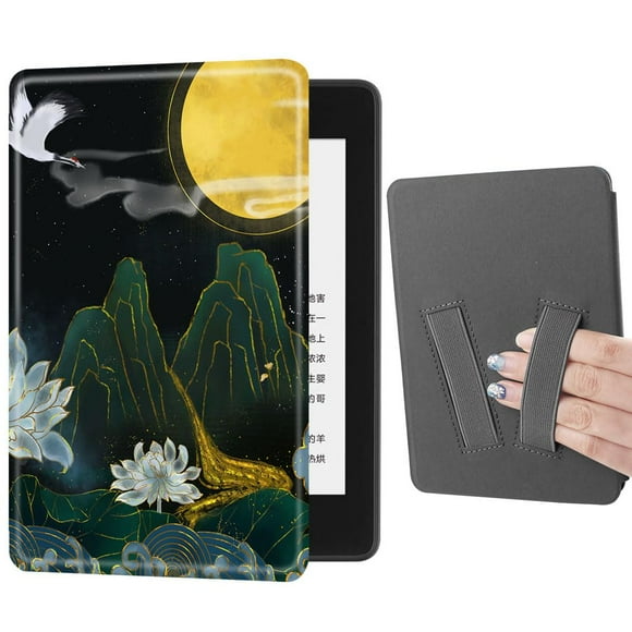 Slimshell Case for 6" Kindle Paperwhite (10th Generation-2018, Model NO: PQ94WIF) with Double Hand Strap - Premium Lightweight PU Leather Cover with Auto Sleep/Wake (Flower)