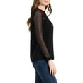 thumbnail image 4 of Allegra K Women's Round Neck Casual Blouses Lace Floral Long Sleeve Chiffon Tops, 4 of 6