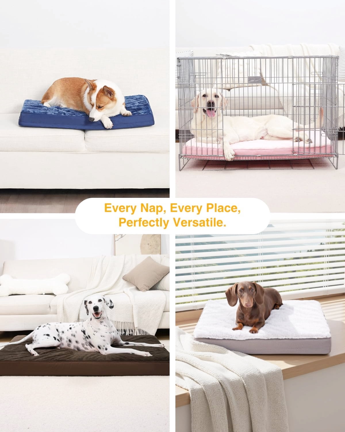 Deluxe Orthopedic Dog Bed Gray 41 x 27 Inch Plush Removable Zipper Cover