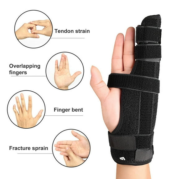 Vnanda 2 Finger Splint Trigger Finger Splint, Adjustable Two Finger Splint Full Hand and Wrist Brace Support, Metal Straightening Immobilizer Treatment