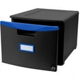 thumbnail image 2 of One Drawer Mini File Cabinet with Lock & Casters, Legal/Letter, Black/Blue, 2 of 3