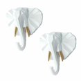 thumbnail image 1 of Ganchos para abrigos YONGSHENG con llaves de animales sin perforaciones 2 piezas dibujo blanco elefante dorado, 1 of 1