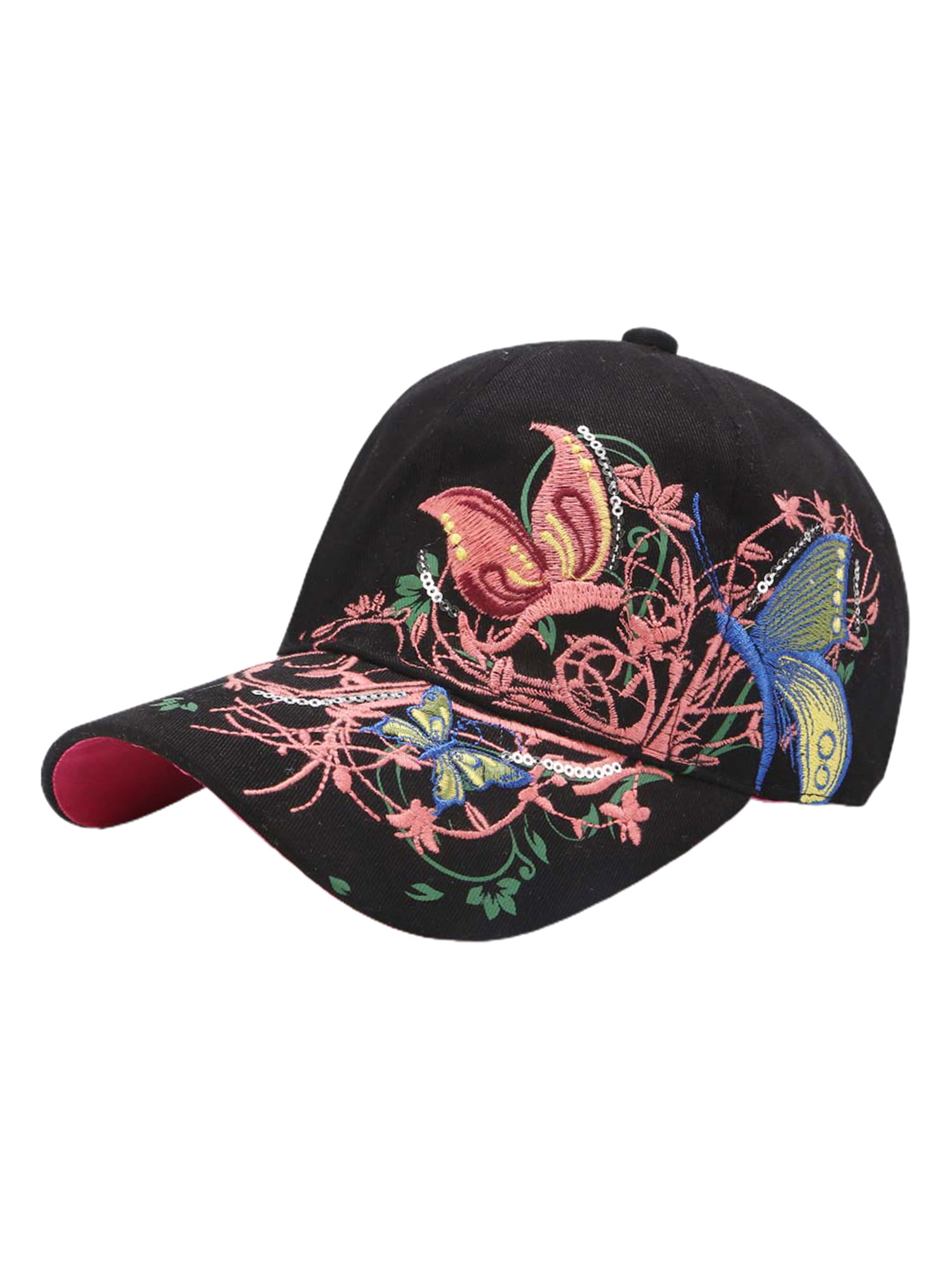 Colorful Butterflies and Flowers Classic Snapback Hat Flat Ball Cap Adjustable 