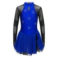 thumbnail image 6 of TiaoBug Kids Girls  Figure Ice Skating Ballet Dance Dress Rhinestones Dancewear Gymnastics Leotard Blue 6, 6 of 7