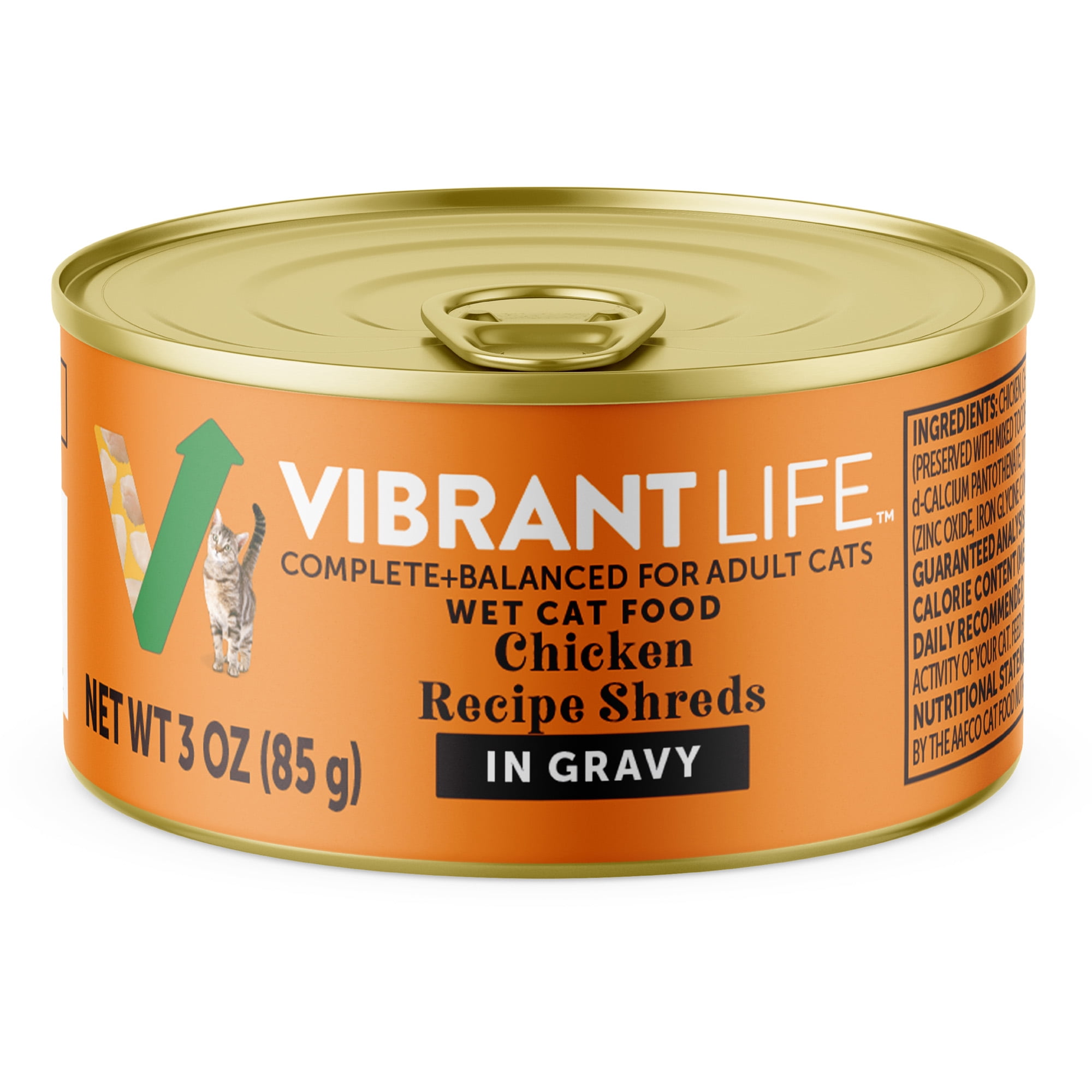 (24 pack) Vibrant Life Chicken Shreds Wet Cat Food, 3 oz Can
