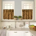 thumbnail image 3 of Rustic Barn Door Valance Curtain Vintage Farmhouse Garage Gate Wooden Door Rod Pocket Valance Window Treatments Short Curtains for Kitchen Living Room Decor 54x18 Inch + 27x36 Inch X 2, 3 of 5