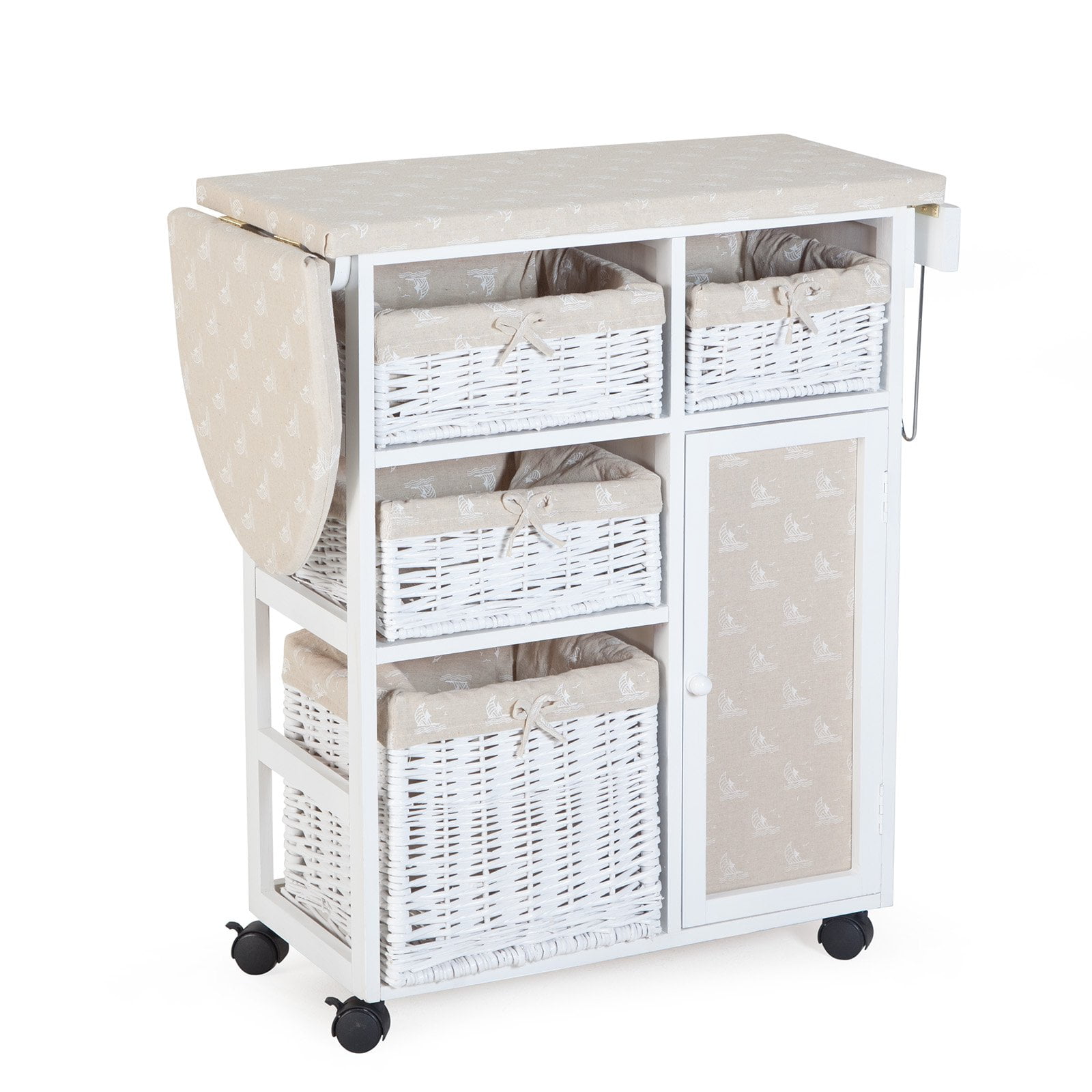 Deluxe Wood Wicker Ironing Board Center With Baskets Com