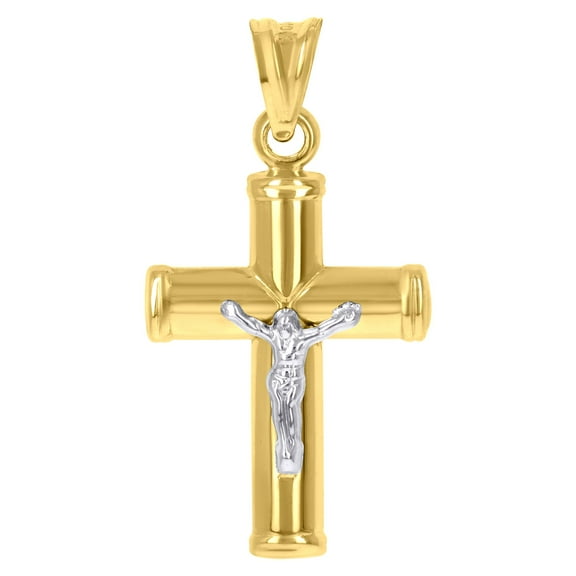14k Two-tone Gold Mens Crucifix Cross Religious Charm Pendant Pendant Necklace for Men