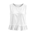 thumbnail image 6 of Admvng Tank Tops for Women Ruffle Hem Crew Neck Sleeveless Solid Casual Summer Blouses, 6 of 7