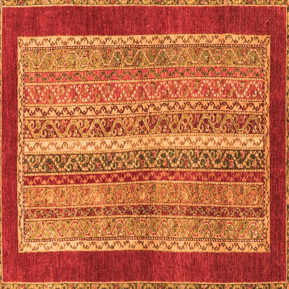 Ahgly Company Indoor Square Abstract Orange Modern Area Rugs, 4' Square
