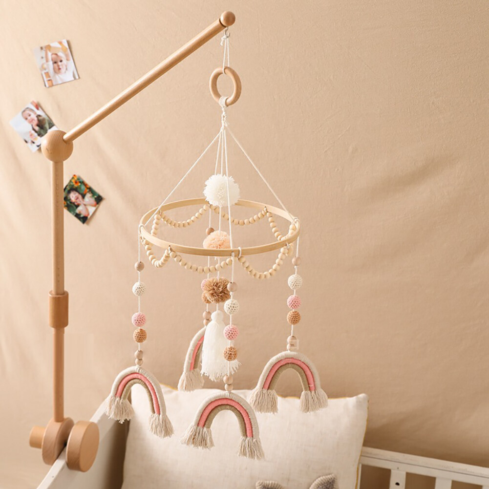 Rainbow Ball Baby Bed Bell – Plush Hanging Pendant Toy for Crib, Nursery, Car & Travel – Soothing Infant Mobile
