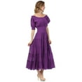 thumbnail image 3 of Sakkas Cotton Crepe Smocked Peasant Gypsy Boho Renaissance Mid Length Dress - Purple - One Size, 3 of 4