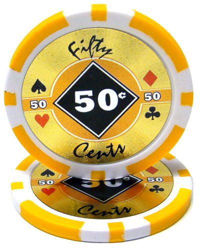50 Orange 50¢ Cent Black Diamond 14g Clay Poker Chips New 