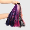 thumbnail image 4 of Trenzas de cabello para niños, extensiones de cabello con trenzas de colores, accesorios coloridos con banda elástica para niños y mujeres, 3 piezas, 4 of 5