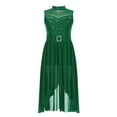 thumbnail image 3 of Miaeowve Kids Girls Rhinestone Sleeveless Lyrical Modern Ballet Leotard Dance Dress High-Low Hem Green 14, 3 of 7