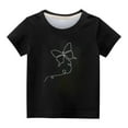 thumbnail image 4 of Lilgiuy Little Girls Athletic Shirts Casual Solid Color Cute Butterfly Print Short Sleeve Lightweight Tees Performance Gym Sports Dance Tops (Black,3-4 Years), 4 of 4