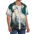 thumbnail image 2 of Rateoe Tropical Parrot Floral Artwork Pattern Men's Short Sleeve Classic Shirt, Casual Short-Sleeved Shirt, Lightweight Summer Shirt, Cuban Collar Shirt,Button-Front Shirt-Large, 2 of 5