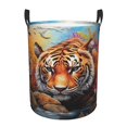 thumbnail image 1 of Balery Colorful Plant Tiger Cesta de ropa redonda con asas, impermeable, independiente, para ropa, juguetes, dormitorio y familia-Small, 1 of 6