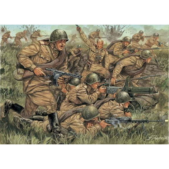 1/72 WWII Russian Infantry (46 w/2 Horses)