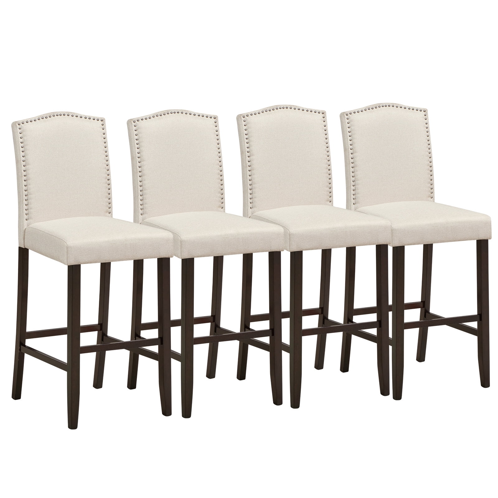 Topbuy Set of 4 Nailhead Bar Stools Upholstered Counter Height Stool