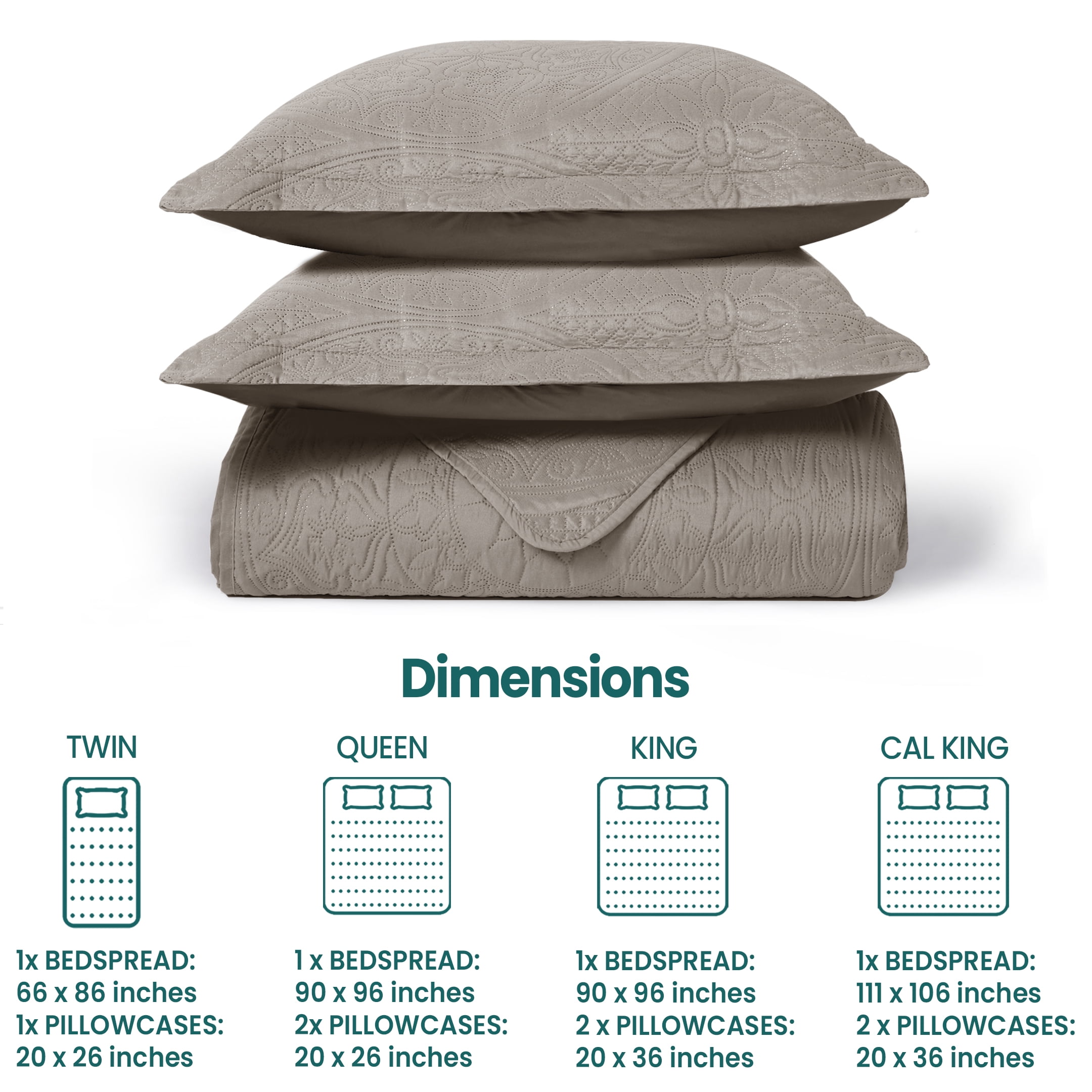 King Quilt Set - Lightweight Summer Bedspread Bedding Set for All Season, 3 Piece (1 Quilt, 2 Pillow Shams)
