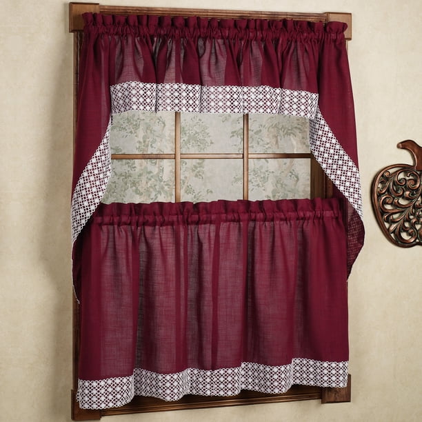 Set de cortinas de cocina Sweet Home Collection Salem Burgundy