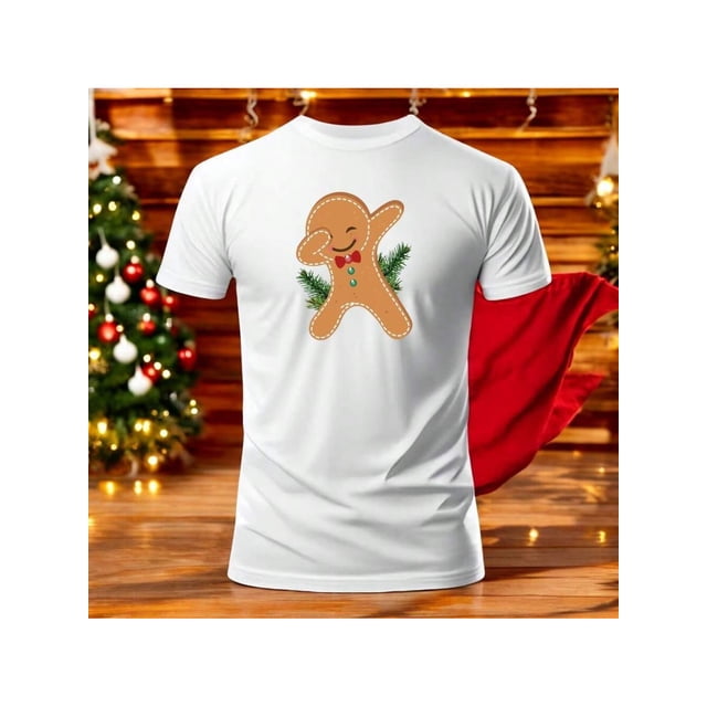 Playera Con Estampado De Galleta De Gengibre Navidad Color Blanco Talla Mediana Marca Emil SaEs