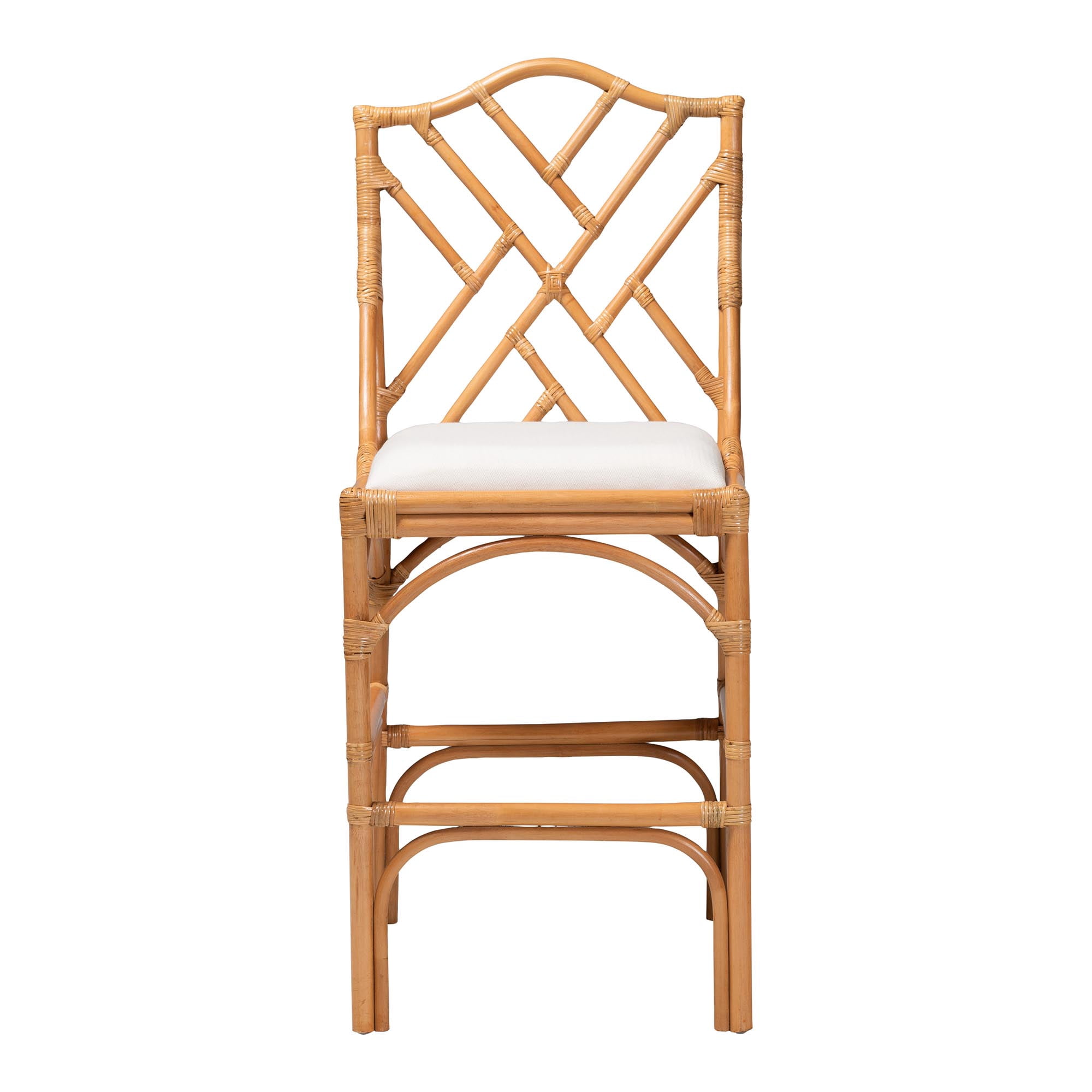 bali & pari Cedric Boho Bar Stool, Bar Height, Light Honey