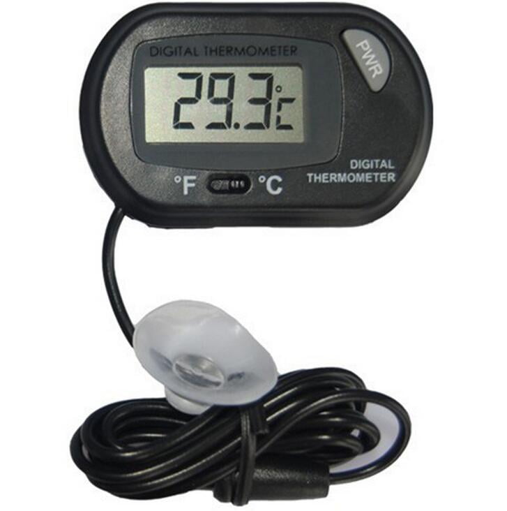 Tcplyn Premium Quality Reptile Aquarium Breeding Cage Embedded Round Digital Thermometer Hygrometer Black 