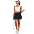 thumbnail image 2 of Cadmus Women's 2-in-1 High Waisted Pleated Skort with Pockets- Flowy A-Line Tennis Golf Skirt with Built-in Shorts,Black,XL, 2 of 7