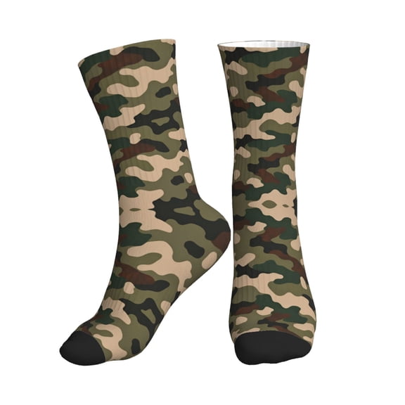 Women's Men's Green Army Camouflage Colorful Novelty Pattern Crew Athletic Socks