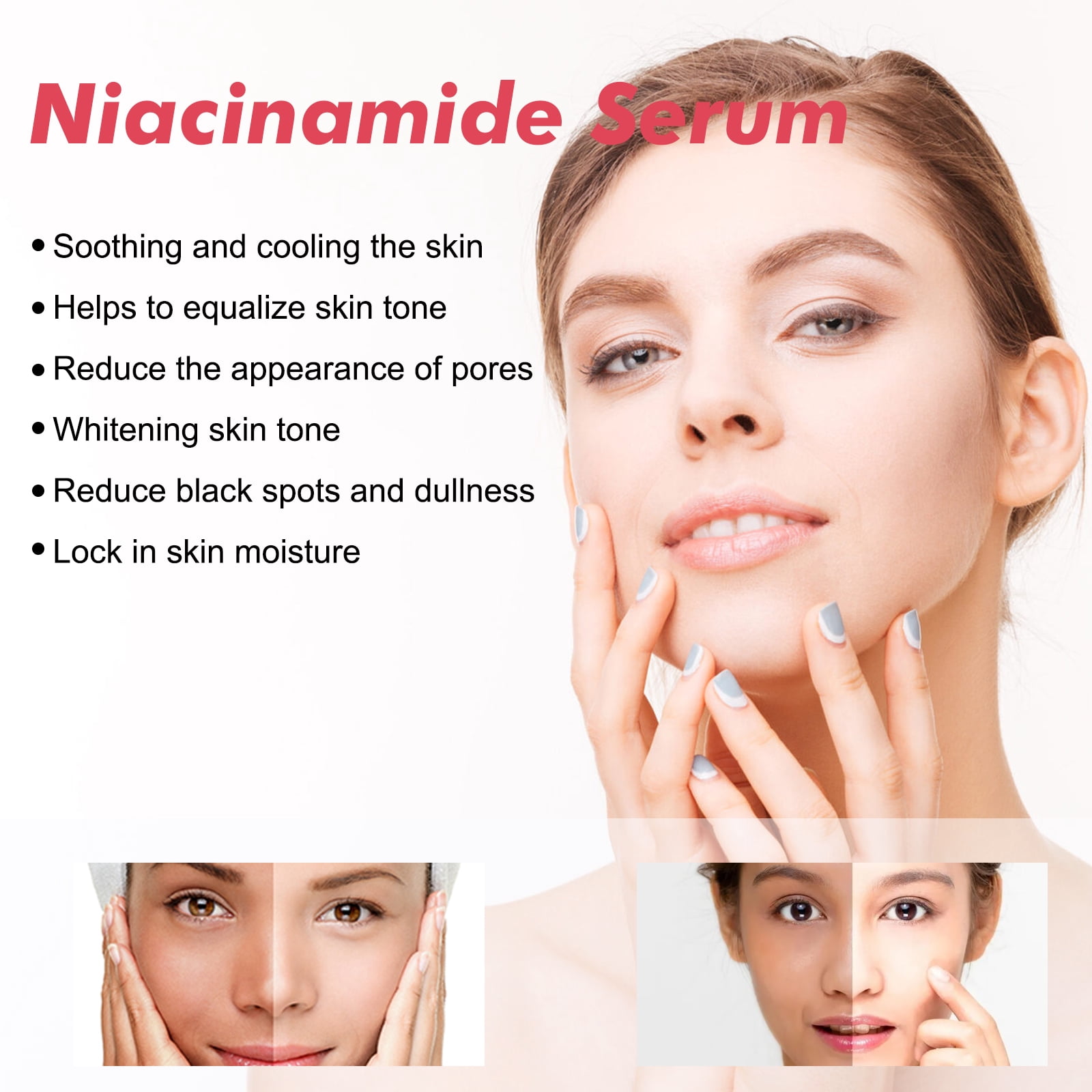Alvantor Peach 70 Niacinamide Face Serum, Pore Minimizer Dark Spot Corrector Brightening Hydrating Treatment, 1.01fl.oz