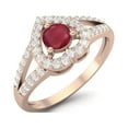 thumbnail image 2 of Mooneye 0.92 Cts Round Ruby 925 Sterling Silver Rose Vermeil Split Shank Women Wedding Rings, 2 of 3