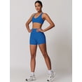 thumbnail image 4 of IDOPIP Women's 2 Piece Yoga Sets with Seamless Sports Bra and High Waist Shorts for Workout & Gym M Blue, 4 of 9