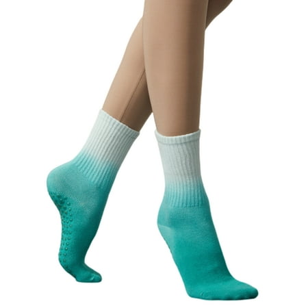 

Women s Yoga Pilates Socks with Grips Non Slip Colorful Gradient Tie Dye Cushioned Crew Socks for Ballet Dance Medium 6-9