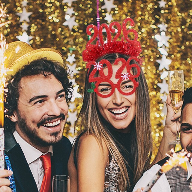 SHOWERORO Red Fabric New Year's Eve Party Headband for Decoration Comfortable Versatile Reusable Size 1 Set