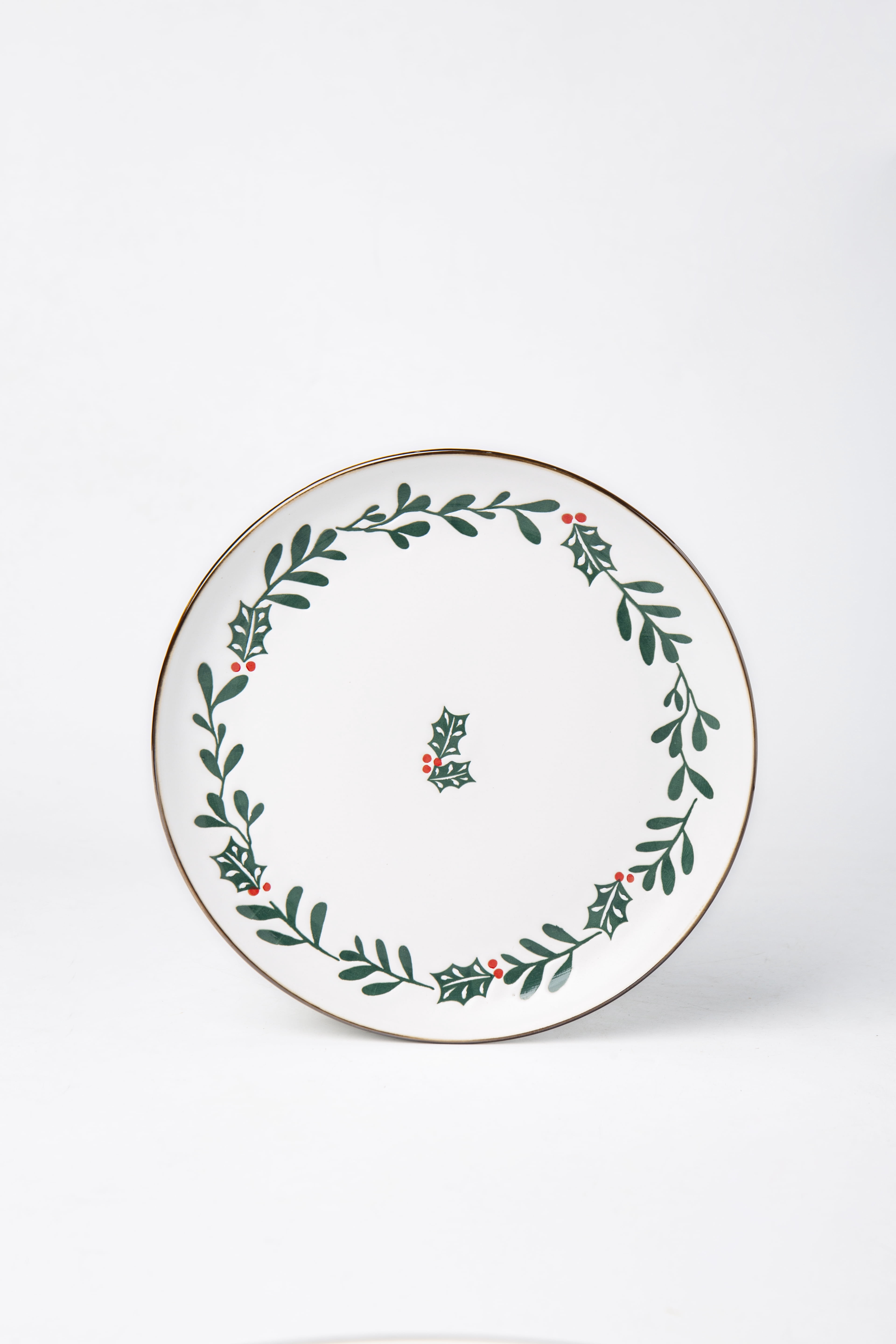 Holiday Time 12 PC Ceramic Dinnerware Set, Holly Pattern
