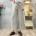 thumbnail image 2 of ABATAB Cotton Linen Pants for Women Wide Leg Drawstring Palazzo Trousers Beach Casual Vacation Summer Outfits with Pockets, 2 of 6