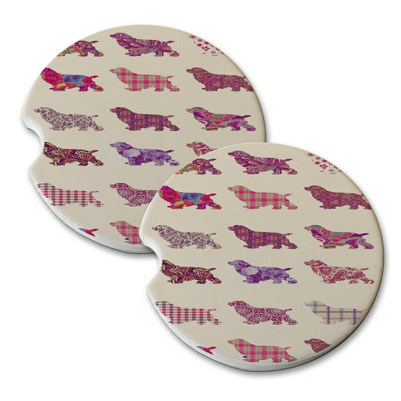 KuzmarK Sandstone Car Drink Coaster (set of 2) - Cocker Spaniel Dog