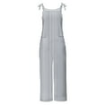 thumbnail image 5 of Lenpel Women's Jumpsuits Plus Size Sleeveless Spaghetti Strap Striped Plaid Straight Leg Rompers Causal Loose Overalls with Pockets, 5 of 5