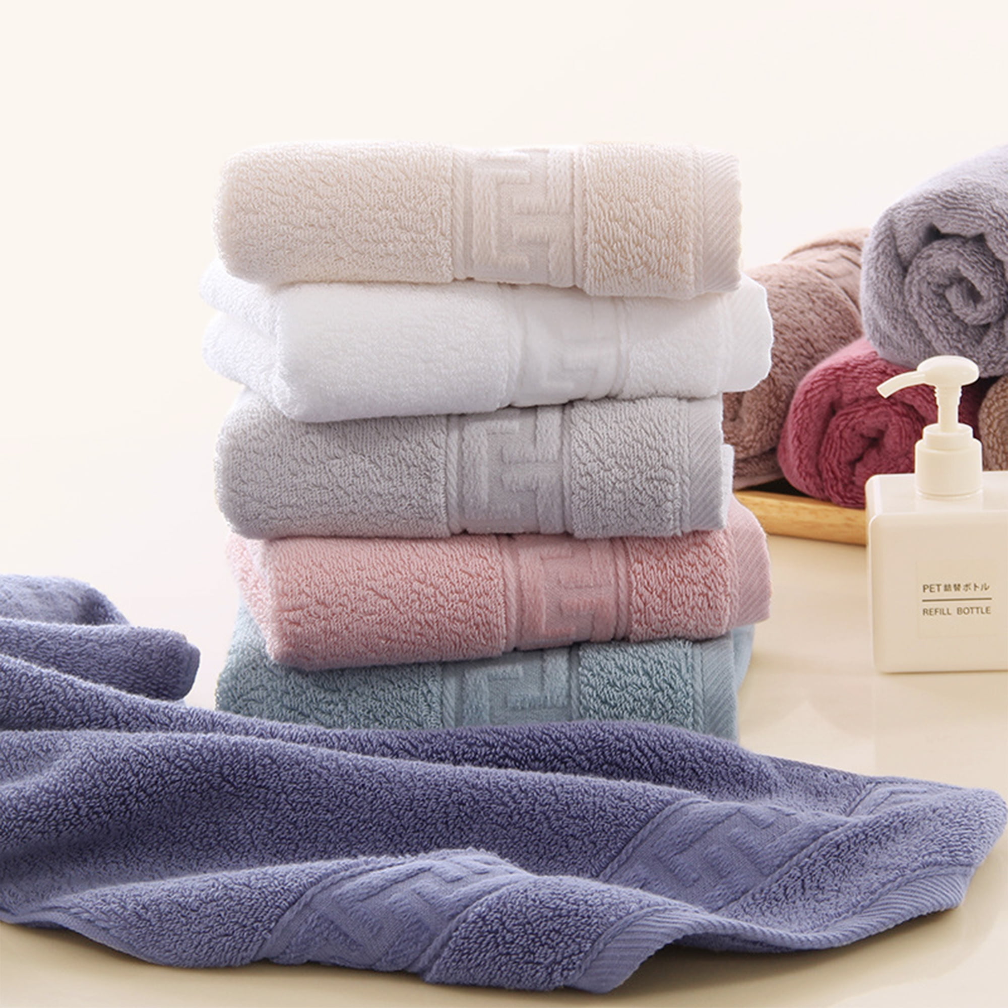 Unique Bargains 13" x 29" Solid Soft Absorbent Hand Towel Pink 4-Piece