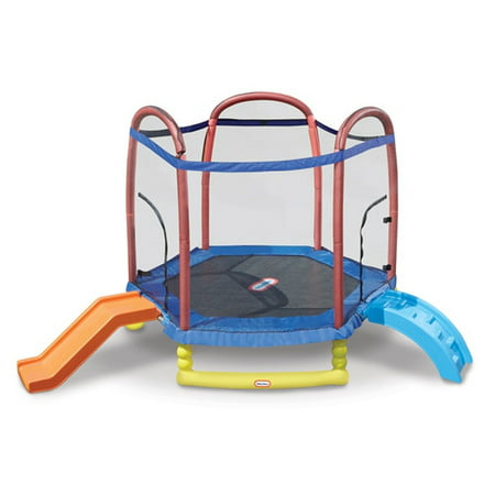 Little Tikes Climb 'n Slide 7-Foot Trampoline, with Enclosure, Blue